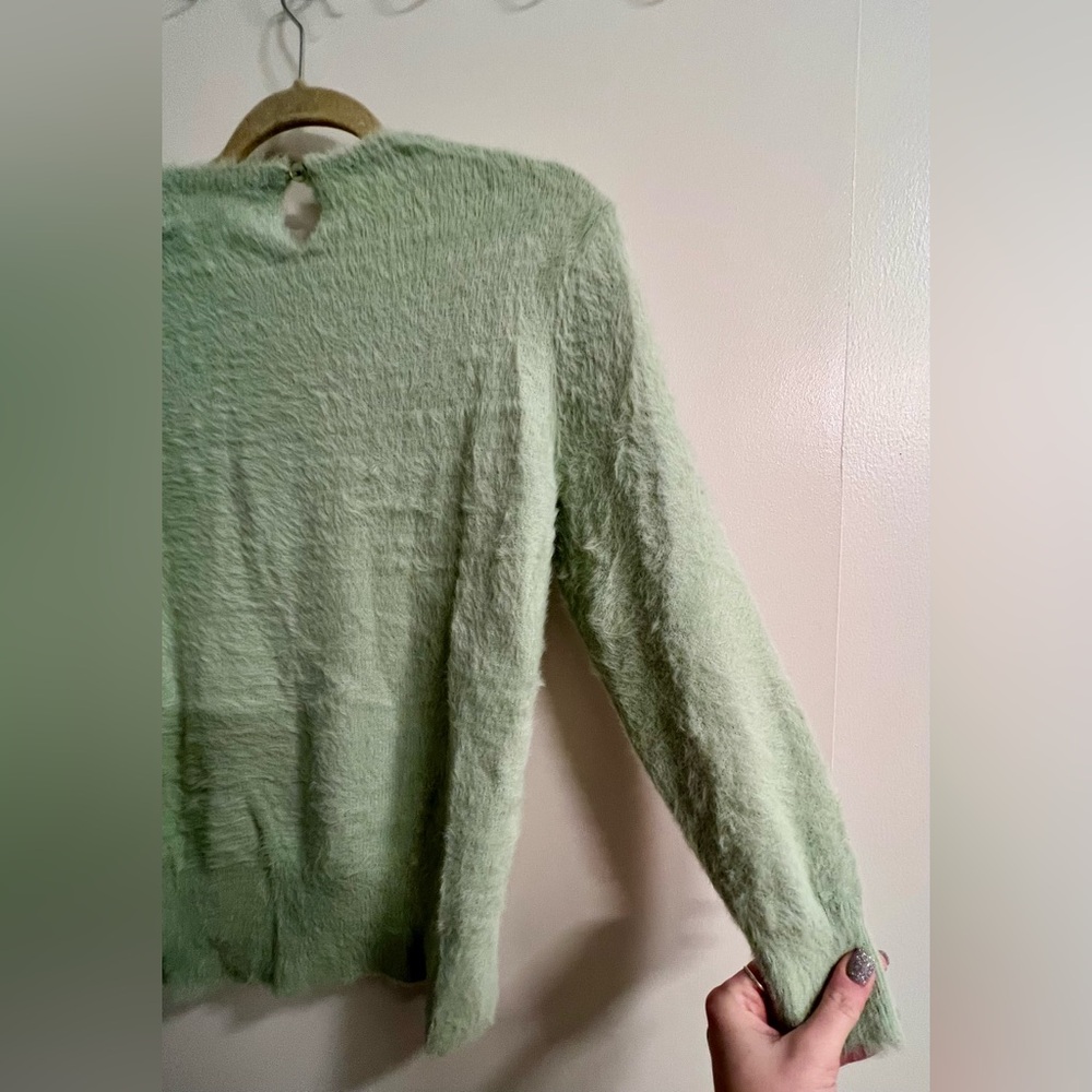 Anthropologie Rosie Neira | Women’s Mint Green 3/4 Length Crew Neck Sweater - Picture 7 of 11